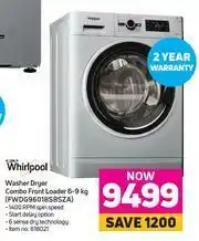 Game Whirlpool Washer Dryer Combo Front Loader 6-9Kg FWDG96018SBSZA offer