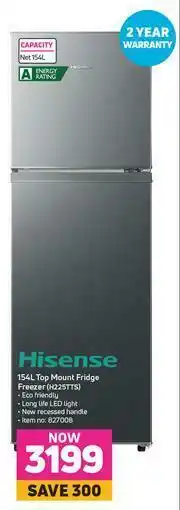 Game Hisense 154L Top Mount Fridge Freezer H225TTS offer