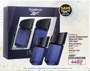 Dis-Chem Reebok Iconic Statement Blue For Him Gift Set Natural Spray EDP 100ml Plus Shower Gel 200ml-Per Set offer