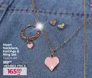 Dis-Chem Heart Necklace, Earrings & Rings Set 3 Piece Set-Per Set offer