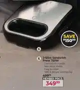 Dis-Chem Stellar 2 Slice Sandwich Press 750W offer