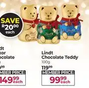 Dis-Chem Lindt Chocolate Teddy-100gm Each offer