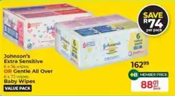 Baby City Johnson's Extra Sensitive OR Gentle All Over Baby Wipes offer