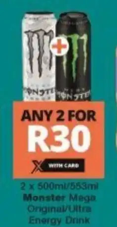 Checkers Monster Mega Original / Ultra Energy Drink 2 x 500ml offer