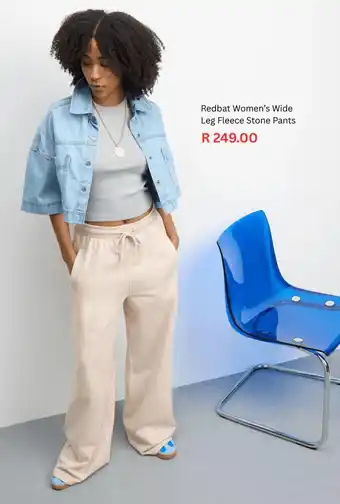 Sportscene Redbat Women's Wide Leg Fleece Stone Pants offer