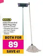 Game Addis Indoor Broom & 300g Mega Mop-For Both offer