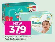 Game Pampers Pants Or Premium Care Mega Box (Assorted Sizes)-Each offer
