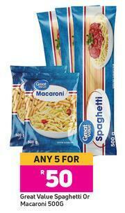 Game Great Value Spaghetti Or Macaroni-For Any 5 x 500g offer