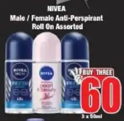 Boxer NIVEA Male/ Female Anti-Perspirant Roll On Assorted offer