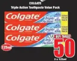 Boxer COLGATE Triple Action Toothpaste Value Pack offer