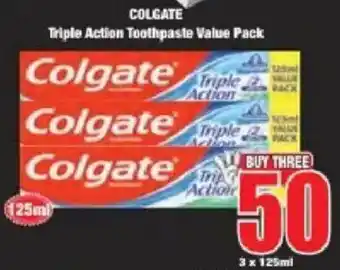 Boxer COLGATE Triple Action Toothpaste Value Pack offer