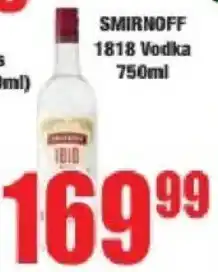 Boxer SMIRNOFF 1818 Vodka offer