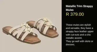 Woolworths Metallic Trim Strappy Mules offer