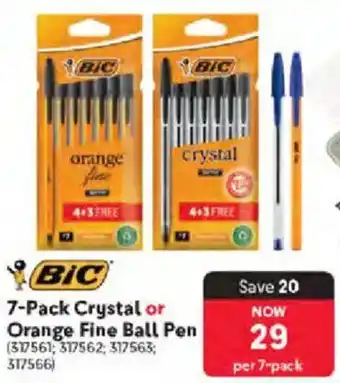 Makro BIC Crystal or Orange Fine Ball Pen offer