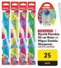 Makro Kores Elastik Flexible Ruler or Migoo Double Sharpener offer