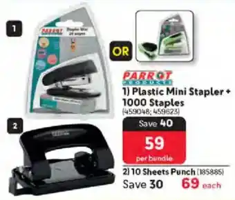 Makro Parrot Plastic Mini Stapler + 1000 Staples offer
