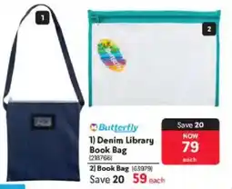 Makro Butterfly Denim Library Book Bag offer