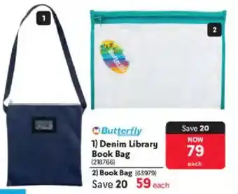 Makro Butterfly Denim Library Book Bag offer