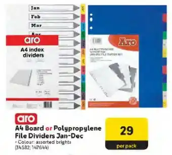 Makro Aro A4 Board or Polypropylene File Dividers Jan-Dec offer