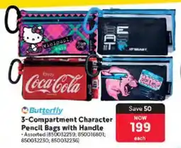 Makro Butterfly 3-Compartment Character Pencil Bags with Handle offer