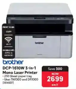 Makro Brother DCP-1610W 3-in-1 Mono Laser Printer offer