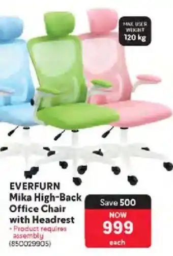 Makro EVERFURN Mika High-Back Office Chair with Headrest offer