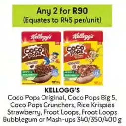 Makro KELLOGG'S Coco Pops Original, Coco Pops Big 5, Coco Pops Crunchers,Rice Krispies Strawberry, Froot Loops Bubblegum or Mash-up offer