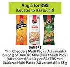 Makro Mini Cheddars Multi Packs or BAKERS Mini Sweet Multi Packs or BAKERS Mini Salticrax Multi Packs offer