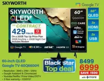 Incredible Connection SKYWORTH 60-inch QLED Google TV-60Q6600H offer