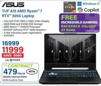 ASUS TUF A15 AMD Ryzen 7 RTX 3050 Laptop