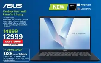 Incredible Connection ASUS VivoBook M1407 AMD Ryzen AI 5 Laptop offer