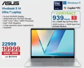 Incredible Connection ASUS Vivobook S 14 Ultra 7 Laptop offer