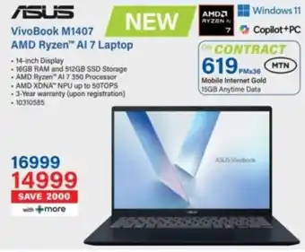 Incredible Connection ASUS VivoBook M1407 AMD Ryzen AI 7 Laptop offer