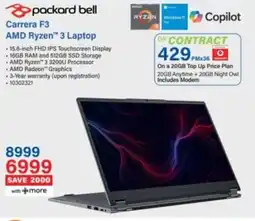 Incredible Connection Packard Bell Carrera F3 AMD Ryzen 3 Laptop offer