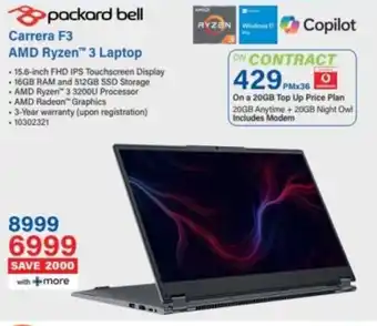 Incredible Connection Packard Bell Carrera F3 AMD Ryzen 3 Laptop offer