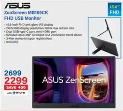 Incredible Connection ASUS ZenScreen MB169CK FHD USB Monitor offer