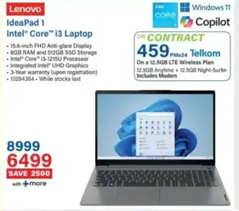 Incredible Connection Lenovo IdeaPad 1 Intel Core i3 Laptop offer