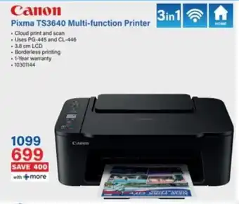 Incredible Connection Canon Pixma TS3640 Multi-function Printer offer