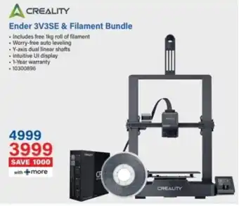Incredible Connection CREALITY Ender 3V3SE & Filament Bundle offer