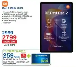 Incredible Connection Xiaomi Pad 2 WiFi 128G offer
