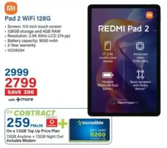 Incredible Connection Xiaomi Pad 2 WiFi 128G offer