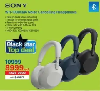 Incredible Connection SONY WH-1000XM6 Noise Cancelling Headphones offer