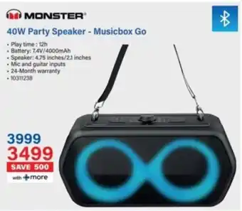 Incredible Connection Monster 40W Party Speaker Musicbox Go offer