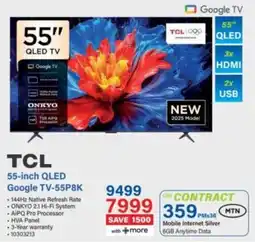 Incredible Connection TCL 55-inch QLED Google TV-55P8K offer