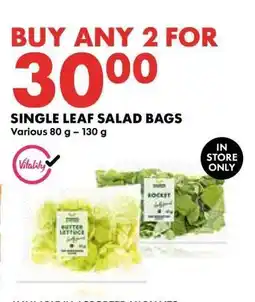 Woolworths SINGLE LEAF SALAD BAGS offer