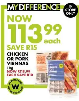 Woolworths Chicken or Pork Viennas offer