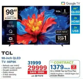 Incredible Connection TCL 98-inch QLED TV-98P8K offer