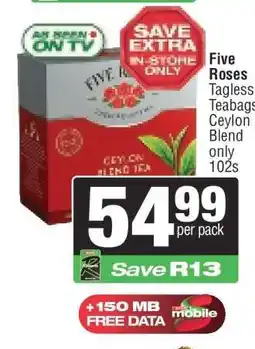 Spar Five Roses Tagless Teabags Ceylon Blend offer