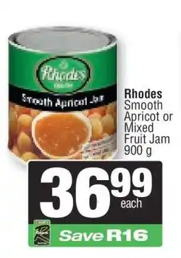 Spar Rhodes Smooth Apricot or Mixed Fruit Jam 900 g offer