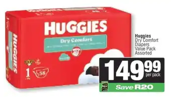 Spar Huggies Dry Comfort Diapers Value Pack Assorted offer